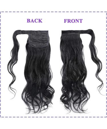 18" Ponytail Extension Human Hair Real Remy Curly Wavy #1 Jet Black (90g) - Buy Online on GoSupps.com