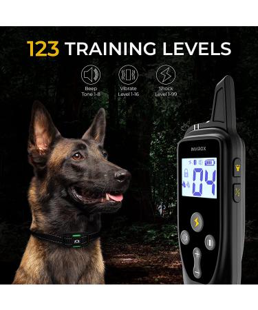 INVIROX Dog Shock Collar 2023 Edition - 123 Levels Training Collar for Large Dogs - 1100Yards Range - Waterproof & Rechargeable - Black - Buy Online on GoSupps.com