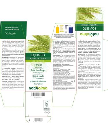 Horsetail or Ponytail (Equisetum Arvense) Herb Naturalma - 150 g - 300 Tablets - Food Supplement - Natural and Vegan - Buy Online on GoSupps.com