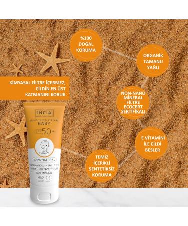 INCIA Natural Baby Sun Cream - High protection SPF50 UVA UVB 50ml - Buy Online on GoSupps.com