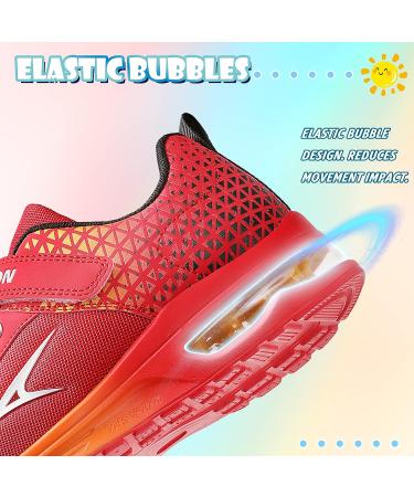 ASHION Kids Air Sneakers - Arch Support Lightweight Athletic Shoes for Boys & Girls | Breathable Running and Tennis Shoes - Size 1 Big Kid, Red - Buy Online on GoSupps.com