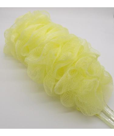Yellow Crystal Handled Body Mesh Puff Shower Sponge with Soft Brush for Seniors, Grandparents, and Arthritis Sufferers - Includes Adhesive Hook - Buy Online on GoSupps.com