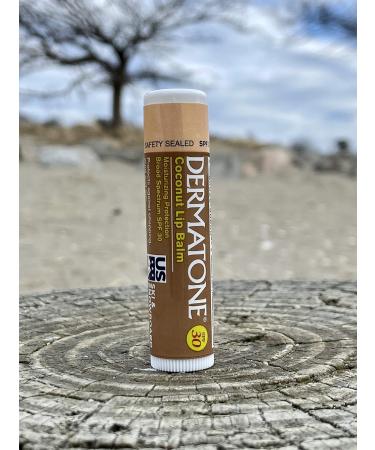 Dermatone Coconut Lip Balm SPF 30 - Moisturizing Long Lasting & Water Resistant | Aloe Tea Tree Oil & Cocoa Seed Butter | Made in USA | Broad-Spectrum Protection | 0.15 oz - Buy Online on GoSupps.com
