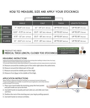 Truform 18mmHg Compression Thigh High Stockings for Men & Women - Black, Large - 1 Pair - Buy Online on GoSupps.com