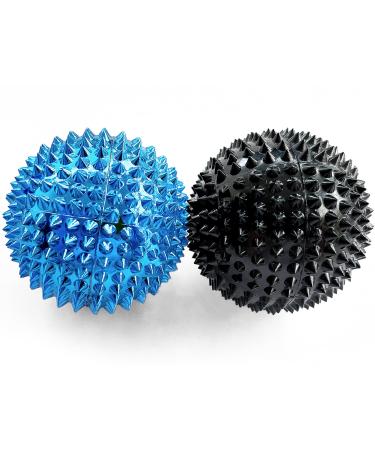 2x DBT skills hedgehog ball |Magnetic high stress acupressure ball |For stress relief or massage |against tension and for more mobility and concentration (blue/black) blue/black 47 mm