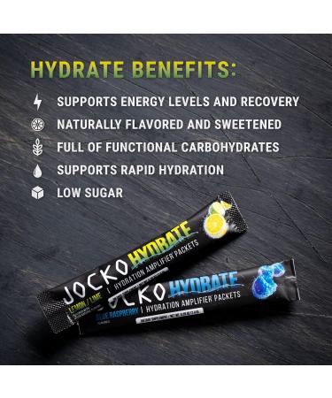 Jocko Fuel Hydrate Electrolytes Powder - No Sugar Hydration Packets for Recovery & Exercise - Lemon Lime - 16 Servings - Buy Online on GoSupps.com