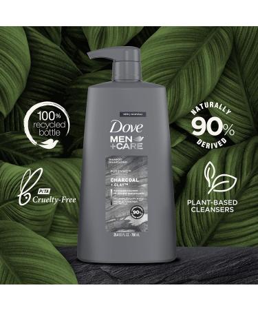 Dove Men+Care Charcoal + Clay Shampoo for Healthy Hair | 25.4 oz | Naturally Derived Plant-Based Cleanser - International Shipping Available - Buy Online on GoSupps.com