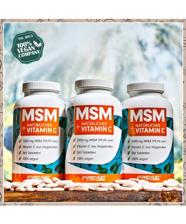 MSM 2000mg + Natural Vitamin C - 365 Vegan Tablets | High-Dose Methylsulfonylmethane Supplement No Additives - Buy Online on GoSupps.com