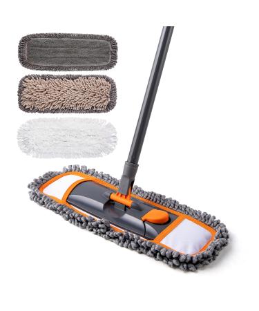 CLEANHOME Mops for Floor Cleaning with 3 Different Washable Mop Pads and Extendable 55 Long Handle, Multifunction Dust Mop for Hardwood,Marble,Tile Floor Mopping Mop two