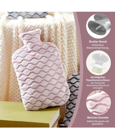 Buy Samply 2L Hot Water Bottle - Removable Washable Cover | Pink | Cold Protection for Adults & Children - International Shipping Available - Buy Online on GoSupps.com