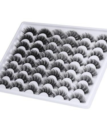 24 Pairs Mink Fluffy False Eyelashes 20MM Wispy Thick Volume D Curl - Multipack of A-Fluffy 6 Styles - Buy Online on GoSupps.com