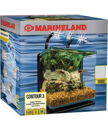 MarineLand Contour Glass Aquarium Kit with Rail Light - 3-Gallon - Buy Online on GoSupps.com