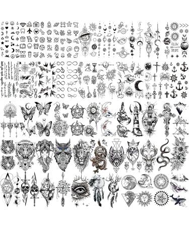 Yezunir 66 Sheets 3D Temporary Tattoos for Women - Owl, Tiger, Flower, Skull, Snake & More | Long Lasting Fake Tattoos for Arm, Sleeve, Thigh - Realistic and Stylish Designs - Buy Online on GoSupps.com
