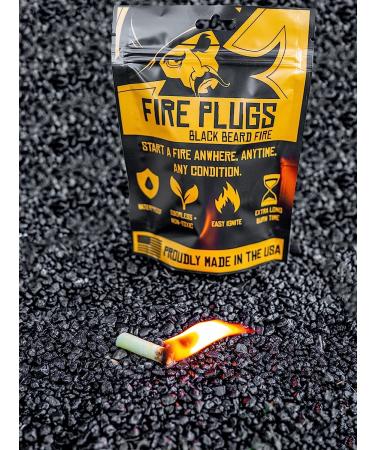 Black Beard Fire Plugs (50 Count) - Weatherproof Fire Starter for Campfires - Long Burn Time - Emergency Survival Kit Essential - Made in USA - Buy Online on GoSupps.com