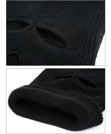 Geyoga 3 Hole Winter Knitted Full Face Balaclava Mask - Black Adult Size - Buy Online on GoSupps.com