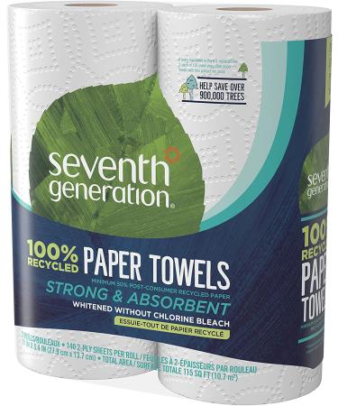 Seventh Generation Paper Towels  100% Recycled Paper  2-ply  2-Count (Pack of 12) - Buy Online on GoSupps.com