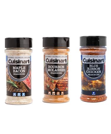 Cuisinart CGAA-330 Barbecue Variety Pack, Set of 3-Includes Bourbon Molasses, Maple Bacon, & Blue Ribbon Chicken BBQ Seasoning, Multicolored