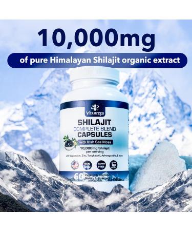 VITAMIZED Himalayan Shilajit for Men & Women - 10 000mg Shilajit Ashwagandha Supplements + Irish Sea Moss Tongkat Ali PQQ & More - 60 Capsules - Buy Online on GoSupps.com