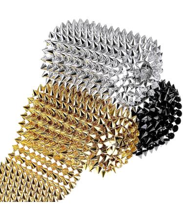 3 Yards Sew Stitch On Spike Stud Cone Flatback Spike Studs Rivets DIY Punk Trim Bead for Clothing  Wedding  Performance  Arts and Crafts Decoration (Black  Silver  Gold) - Buy Online on GoSupps.com