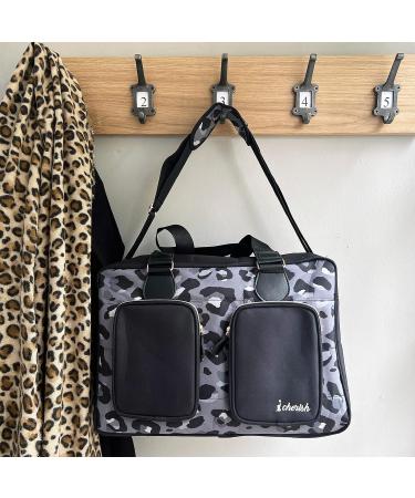 My Babiie Deluxe Changing Bag - Black Leopard | Padded Mat, Insulated Bottle Warmer, Messenger Travel Bag | Adjustable Straps & Extra Pockets - Buy Online on GoSupps.com