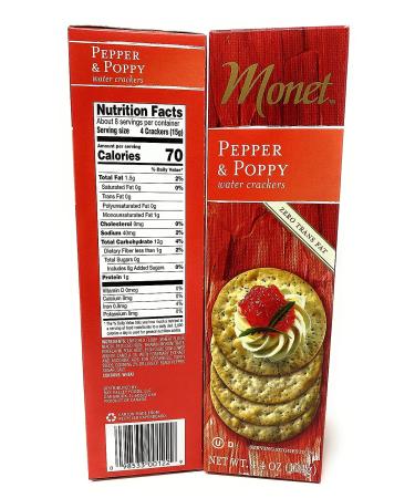 Monet Cracker Water Pepper & Poppy - Zero Trans Fat Thins with Kokobunch Kit | 2 Pack - 4.4 oz - Buy Online on GoSupps.com