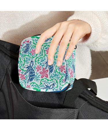 Sea Turtle Seaweed Starfish Menstrual Pad Storage Bag - Portable Period Pouch for Women - Color 2 - Buy Online on GoSupps.com