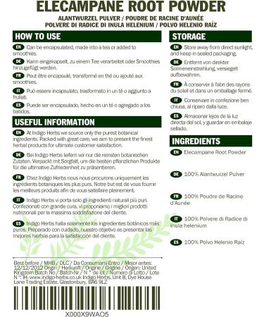 Indigo Herbs Elecampane Root Powder 250g - Premium Quality Herbal Supplement - Buy Online on GoSupps.com