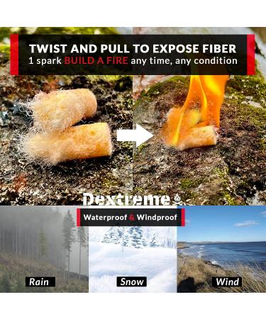 Dextreme Fire Plugs 50 Pcs - Weatherproof Fire Starter for Campfires, Emergencies, Survival - Made in North America - Can Light 50+ Fires, 5+ Minute Burn Time - All Natural - Buy Online on GoSupps.com