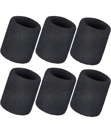 Bememo 12 Pack Cotton Sweatbands Sports Wristband for Men and Women - Ideal for Tennis, Basketball, Running, Gym - Black - Buy Online on GoSupps.com