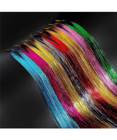 47 Inch Tinsel Hair Extensions Kit - 13 Colors, 2700 Strands - Sparkly Glitter Hair Accessory - Buy Online on GoSupps.com