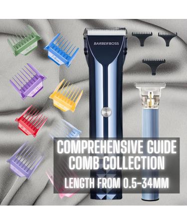 Barberboss Hair Clippers Men's Beard & Hair Trimmer Set Beard Trimmer Men Cordless Hair Clippers Men Hair Trimmer Men LED Display 8 Comb Attachments with Detail Stubble T-Blade Trimmer - Buy Online on GoSupps.com