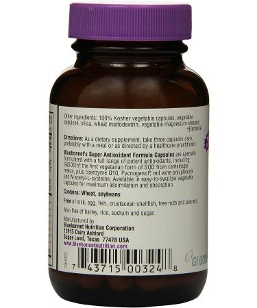 BlueBonnet Super Antioxidant Formula 30 Vegetarian Capsules - Buy Online on GoSupps.com