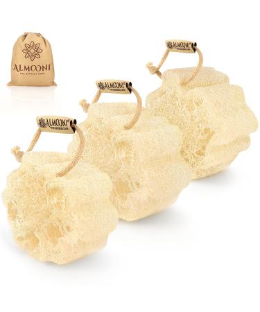 Almooni Mini Natural Loofah Sponge - Real Egyptian Shower Exfoliating Loofah - Small Loofah Scrubber for The Perfect Grip