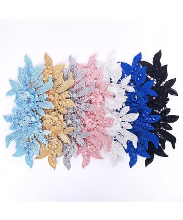 3D Dark Blue Lace Applique - Floral Beaded Rhinestone Trim for Wedding Dresses and Clothing - Buy Online on GoSupps.com