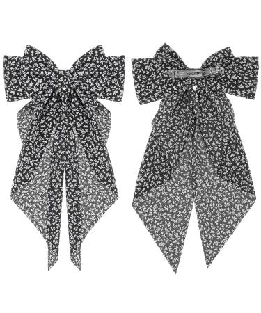 Wllhyf Large Bow Hair Clips - 90s Satin Hairpins for Women & Girls | Stylish Black French Band Accessories - Buy Online on GoSupps.com