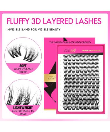 VEYESBEAUTY Lash Clusters - Fluffy Individual Lash Extensions | 3D Layered Volume Eyelashes | Wispy Faux Mink | Mixed Length 10-18mm | Perfect for Beginners - Buy Online on GoSupps.com