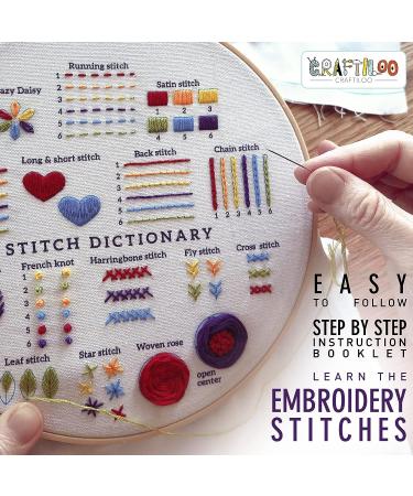 Elephant Embroidery Kit with 30 Stitches - Beginner's Starter Set with Stamped Patterns | Embroidery Kits for Kids & Adults - Buy Online on GoSupps.com