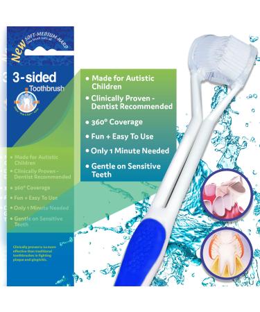 bA1 Sensory - 3 Sided Autism Toothbrush for Special Needs Kids (Soft/Gentle) - Clinically Proven  Fun  Easy - Only 1 Minute