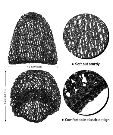 3-Piece Black Mesh Hair Net Set - Rayon Crochet Hair Nets, Knit Snood Hat, Crocheted Sleep Cap - Buy Online on GoSupps.com