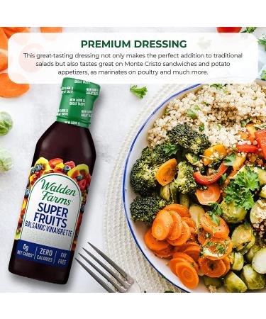 Walden Farms Super Fruits Balsamic Vinaigrette Dressing 12 oz - Sweet & Tangy Vegan, Kosher, Keto Friendly, Dairy Free, 0g Net Carbs - Perfect for Salads, Sandwiches & More - Buy Online on GoSupps.com