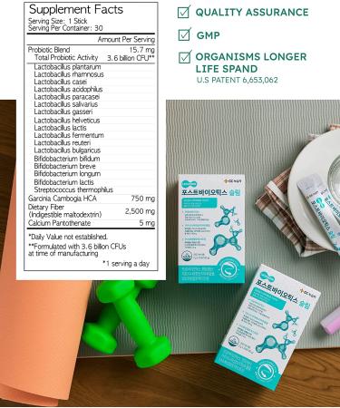 GC Pharma Probiotics Garcinia Cambogia 30 Count Pack - Peach Flavor Powder, 3.6 Billion CFU, HFA 750mg - Stomach Friendly for Women & Men - Buy Online on GoSupps.com