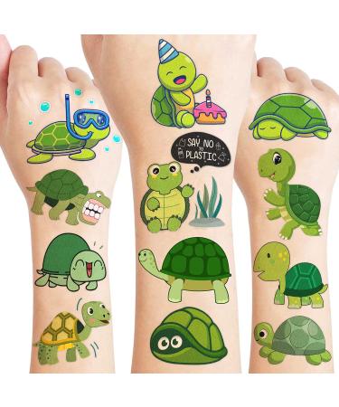 8 Sheets (96PCS) Sea Turtle Temporary Tattoos Tattoo Stickers Ocean Theme Birthday Party Decor Supplies Decorations Favors For Boys Girls Gifts Classroom School Prizes Rewards Green - Buy Online on GoSupps.com