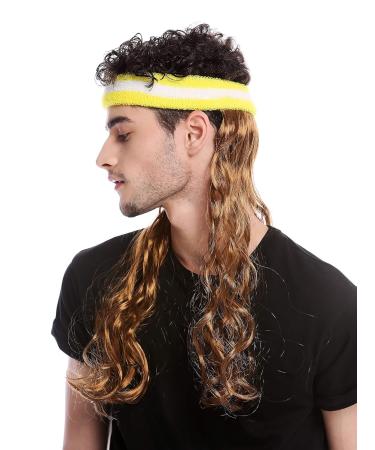 WIG ME UP CXH-014-P8 Half Wig Headband Long Hair Mullet 80s Tennis Player Brown for Adults - Buy Online on GoSupps.com