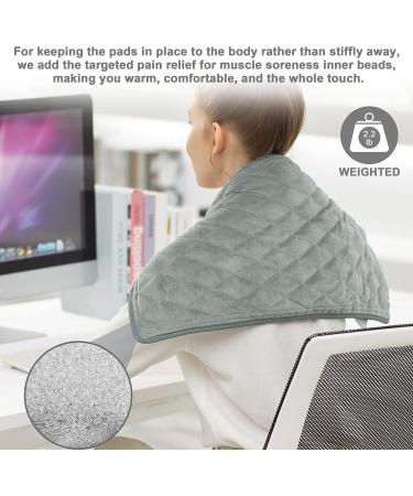 Large Electric Weighted Heating Pad with Fast-Heating Technology for Pain Relief - 6 Temp Settings, Auto Shut Off - Waist/Abdomen/Neck, 12x24 Light Grey - Buy Online on GoSupps.com