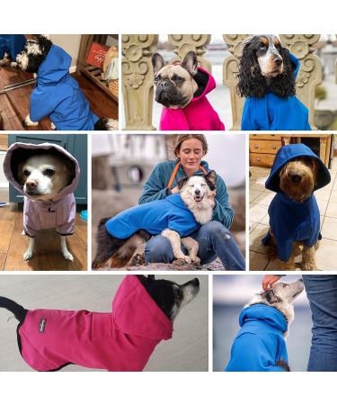 Blueberry Pet 16 Waterproof Dog Softshell Jacket Hooded Raincoat in Blue Turquoise | Outdoor Rain Gear with Leash & Harness Hole | Size 16 - Buy Online on GoSupps.com