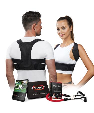 Painting correction for men and women -3 in 1 -back and back support for a perfect posture and shoulder pain -adjustable shoulder strap with fitness band and premium video course (s) - Buy Online on GoSupps.com