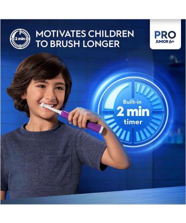 Oral-B Pro Junior Kids Electric Toothbrush Gift | 3 Modes, Sensitive Mode | Ages 6+ | 2 Pin UK Plug | Purple - Buy Online on GoSupps.com