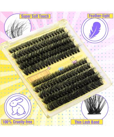 ALICE Fluffy Volume Lash Clusters Individual Lashes DIY Eyelash Extensions 200Pcs Eyelash Clusters(50D+60D 10-18mm D Curl) C - Fluffy 50D+60D - Buy Online on GoSupps.com