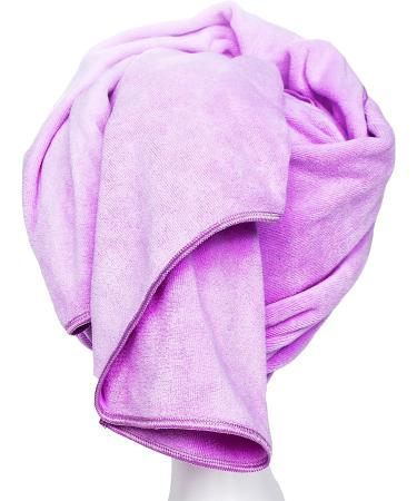 Microfiber Hair Towel 23.6''x47'' Anti Frizz Hair Wrap - Super Absorbent & Large Curly Hair Drying Towel - Light Purple - Buy Online on GoSupps.com