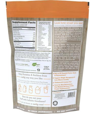 Buy swiig Organic Ancient Grains Plant Protein (2.7 lb Chocolate) Natural Superfood for Health and Fitness | International Shipping Available - Buy Online on GoSupps.com